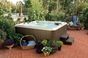 Hot tub on patio